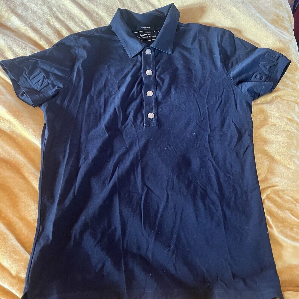 Balmain Raised Logo T-Shirt - Black - Size M - Sustainable Cotton - EUC